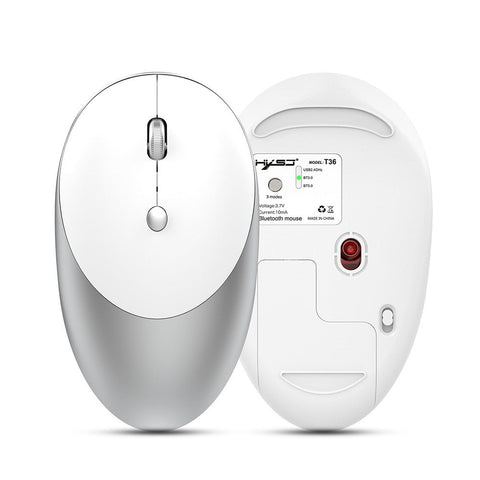 HXSJ T36 Three Mode BT 3.0 + 5.0 + 2.4G Wireless Mouse Silm Silent Design Rechargeable Optical Mouse For iPad PC Laptop