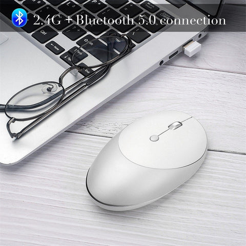 HXSJ T36 Three Mode BT 3.0 + 5.0 + 2.4G Wireless Mouse Silm Silent Design Rechargeable Optical Mouse For iPad PC Laptop