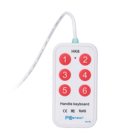 HK_6 USB Handle Keyboard 6 Buttons Handle Keyboard with 6 Shortcuts Support Custom Button Settings for Multimedia Teaching