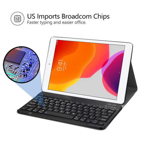 BT3.0 Wireless Keyboard Case iPad Protective Case Detachable Keyboard Case Replacement for iPad 10.2(2019) (Rose Gold-White)