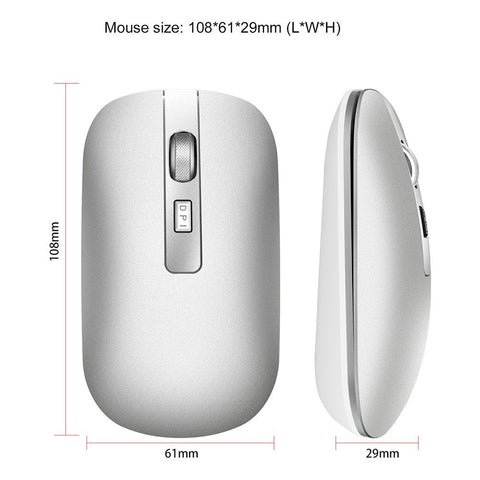 HXSJ M30 Rechargeable Wireless Mouse 2.4GHz Mice 1600DPI Metal Scroll Wheel For Working Office Silver