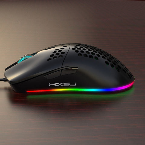HXSJ J900 USB Wired Gaming Mouse RGB Gaming Mouse with Six Adjustable DPI Ergonomic Design for Desktop Laptop Black