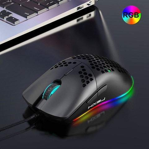 HXSJ J900 USB Wired Gaming Mouse RGB Gaming Mouse with Six Adjustable DPI Ergonomic Design for Desktop Laptop Black