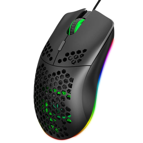 HXSJ J900 USB Wired Gaming Mouse RGB Gaming Mouse with Six Adjustable DPI Ergonomic Design for Desktop Laptop Black