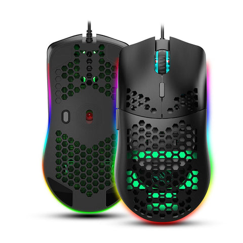 HXSJ J900 USB Wired Gaming Mouse RGB Gaming Mouse with Six Adjustable DPI Ergonomic Design for Desktop Laptop Black