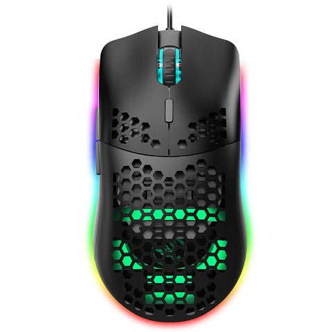 HXSJ J900 USB Wired Gaming Mouse RGB Gaming Mouse with Six Adjustable DPI Ergonomic Design for Desktop Laptop Black