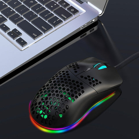 HXSJ J900 USB Wired Gaming Mouse RGB Gaming Mouse with Six Adjustable DPI Ergonomic Design for Desktop Laptop Black