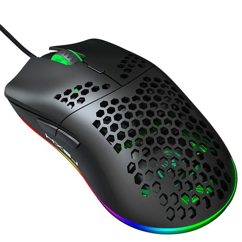 HXSJ J900 USB Wired Gaming Mouse RGB Gaming Mouse with Six Adjustable DPI Ergonomic Design for Desktop Laptop Black