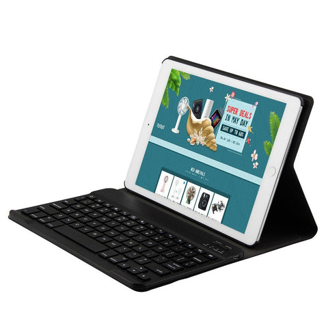 BT3.0 Wireless Keyboard Case Tablet Protective Case for iPad Air1/iPad Air2/iPad Pro 9.7/iPad 9.7(2017/2018) (Black-Black)