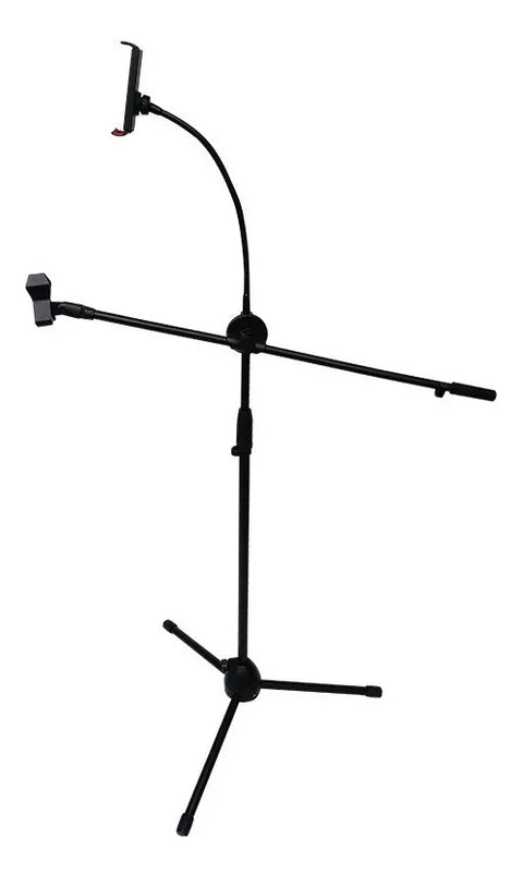 Yisovo Microphone and Phone Tripod Stand with Adjustable Heads, Black