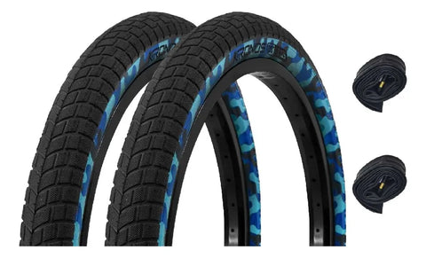 Yisovo Two 20 x 2.125 Camo R-20 BMX Cross Blue Tires