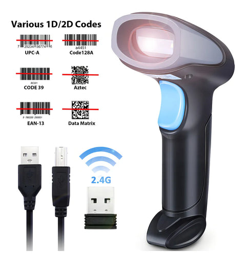 Yisovo Tacry S30W 1D 2D Barcode Reader Wireless QR Code Reader 2.4G Black