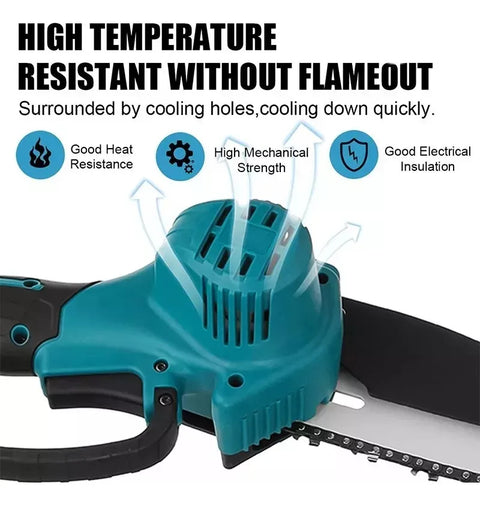 Yisovo Mini Cordless Electric Chainsaw 6'' 2 Chain Blue, 1 Battery, 600w, Automatic Lubrication
