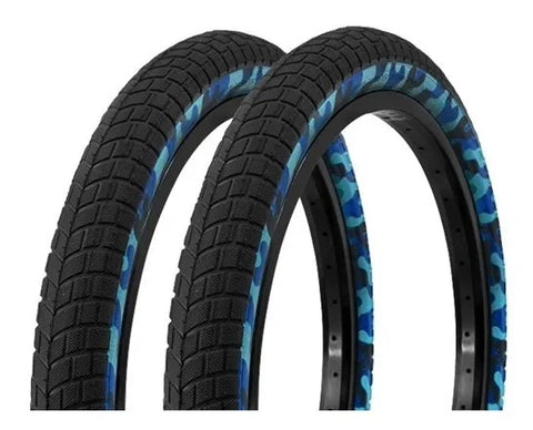 Yisovo Two 20 x 2.125 Camo R-20 BMX Cross Blue Tires