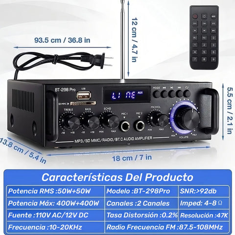 Yisovo  AB BT-298Pro Black 600W Audio Amplifier