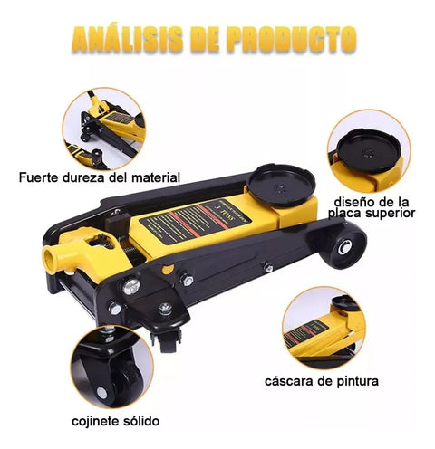 Yisovo Hydraulic jack for 3T vehicles, yellow and black floor format