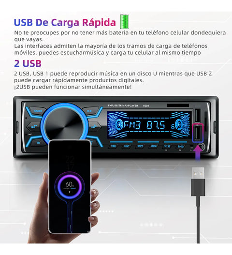 Yisovo Car Stereos MP3 Bluetooth Voice Assistant Fast Charging Screen