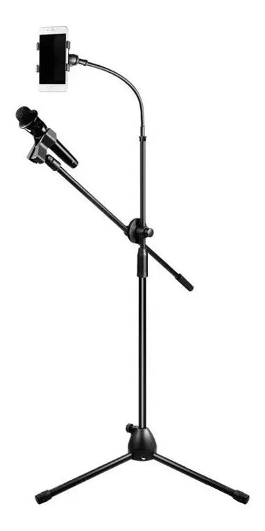 Yisovo Microphone and Phone Tripod Stand with Adjustable Heads, Black