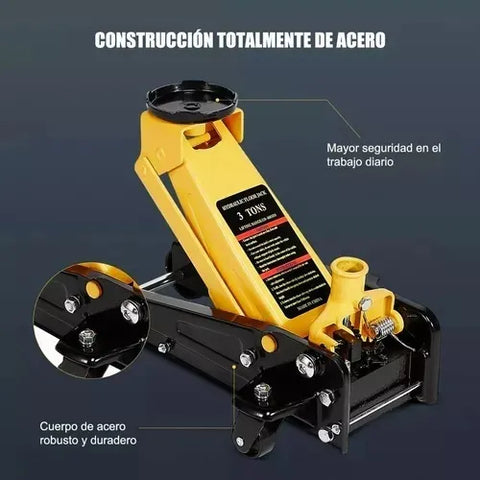 Yisovo Hydraulic jack for 3T vehicles, yellow and black floor format