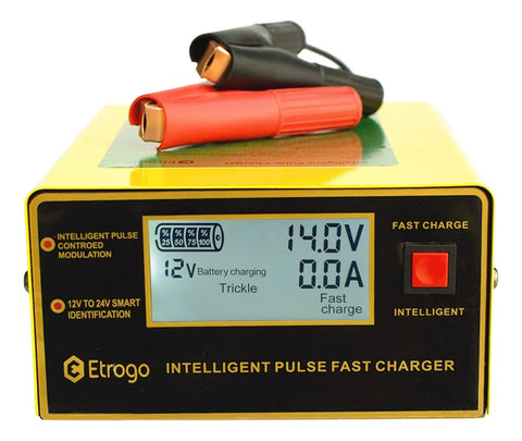 Yisovo  1.3M ET-866 10A 110V-250V 250W Smart Car Battery Charger 12V 24V Intelligent Pulse Automatic Repair Maintenance with LCD Display, 2 Charging Modes, with Cable and Plug