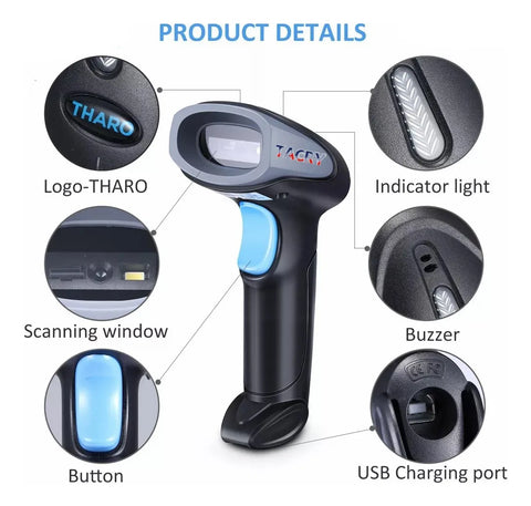 Yisovo Tacry S30W 1D 2D Barcode Reader Wireless QR Code Reader 2.4G Black