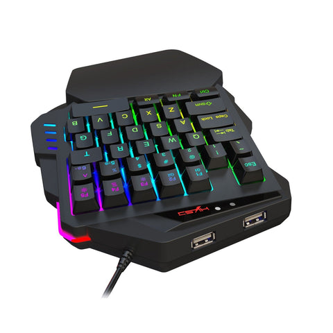 HXSJ V500 One-handed Gaming Keyboard RGB USB Wired Illuminated Keyboard with Converter Gaming Accessory for Desktop PC Laptop Gamer