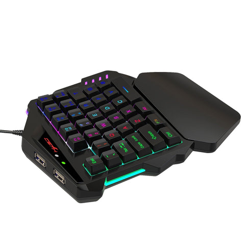 HXSJ V500 One-handed Gaming Keyboard RGB USB Wired Illuminated Keyboard with Converter Gaming Accessory for Desktop PC Laptop Gamer