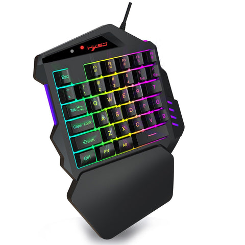 HXSJ V500 One-handed Gaming Keyboard RGB USB Wired Illuminated Keyboard with Converter Gaming Accessory for Desktop PC Laptop Gamer