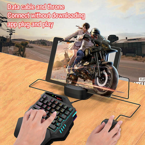 HXSJ V500 One-handed Gaming Keyboard RGB USB Wired Illuminated Keyboard with Converter Gaming Accessory for Desktop PC Laptop Gamer