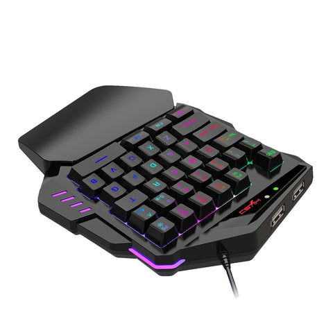 HXSJ V500 One-handed Gaming Keyboard RGB USB Wired Illuminated Keyboard with Converter Gaming Accessory for Desktop PC Laptop Gamer