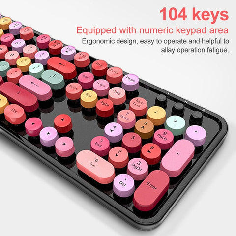 Cordless Mechanical Keyboard Mouse Round Cap Keyboard Office Desktop Keyboard and Mouse Set