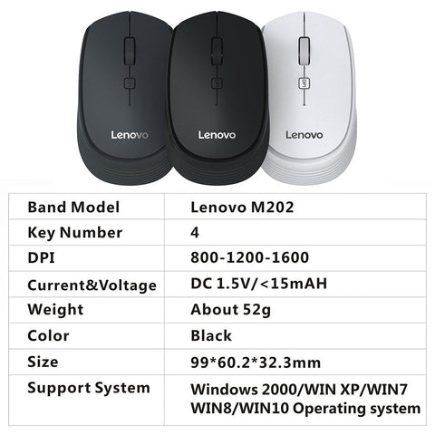 Lenovo M202 Mini Wireless Mouse 2.4GHz Optical Mouse