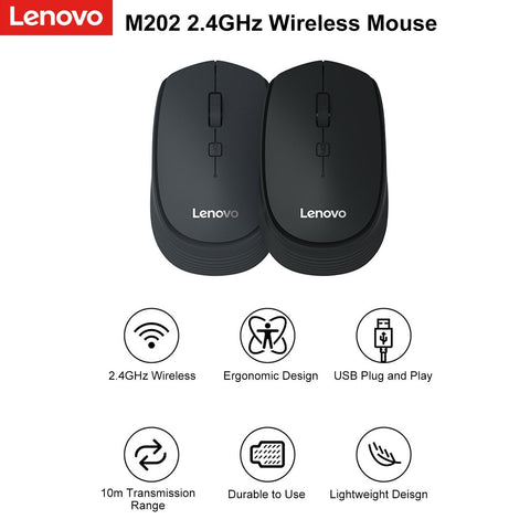 Lenovo M202 2.4GHz Wireless Mouse Optical Mouse Office Business Mice with USB Receiver for PC Laptop Computer