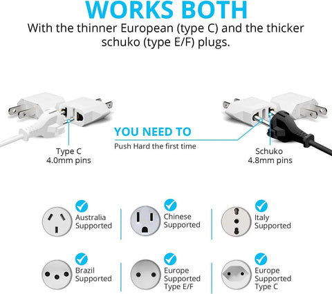 Yisovo European to American Plug Adapter 1 Piece